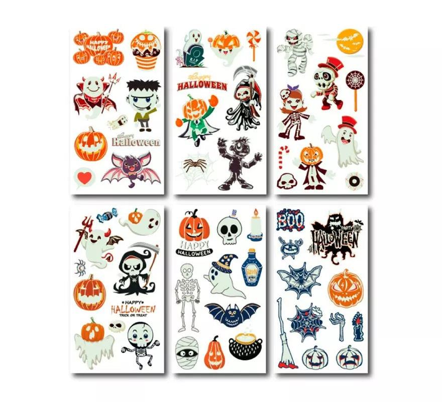 Translation missing: fr.Pack de 6 Tatuajes luminiscente naranja en modelos surtidos de 6,8 cm