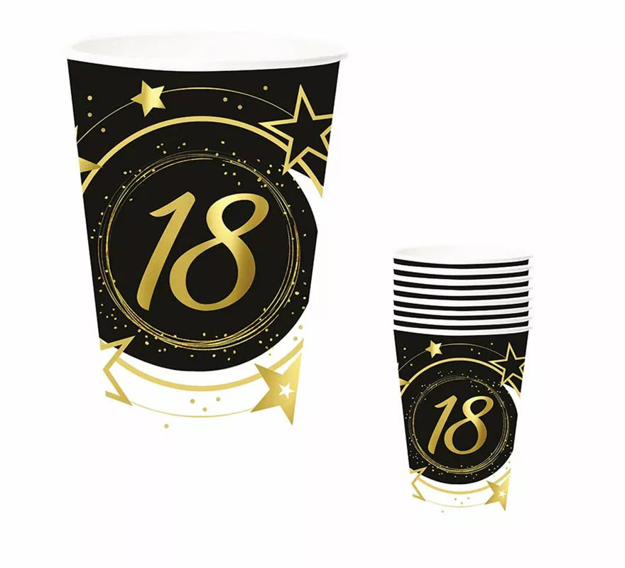 Translation missing: fr.Pack de 6 Vasos 18 Años Cumpleaños y Aniversarios de 240 ml (90 cm)