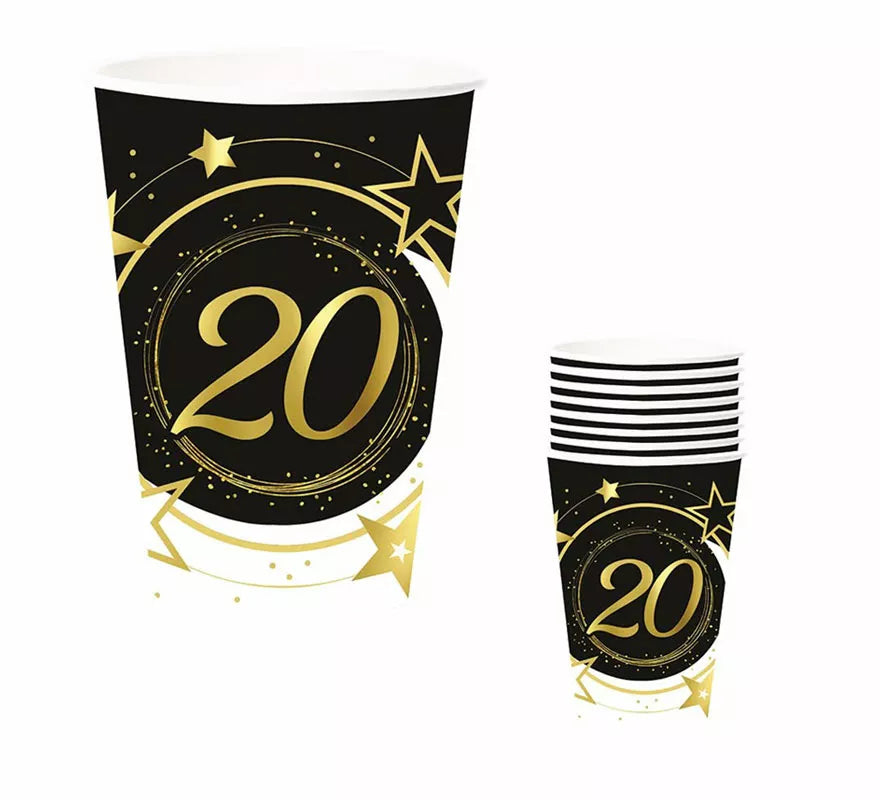 Translation missing: fr.Pack de 6 Vasos 20 Años Cumpleaños y Aniversarios de 240 ml (90 cm)