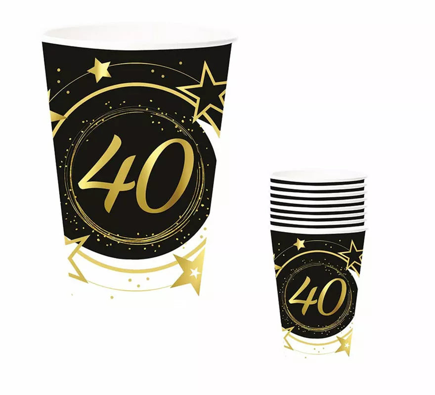 Translation missing: fr.Pack de 6 Vasos 40 Años Cumpleaños y Aniversarios 240 ml (90 cm)