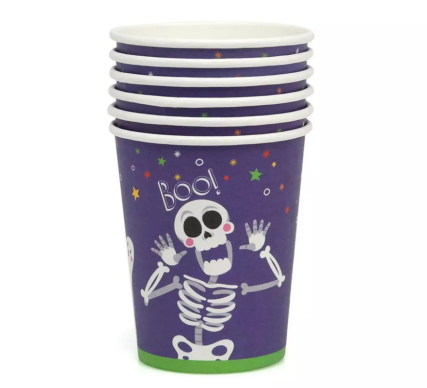 Translation missing: fr.Pack de 6 Vasos Esqueleto Boo de papel