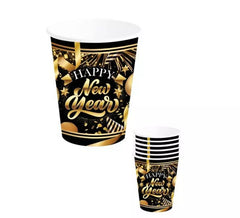 Pack de 6 verres Happy New Year 240 ml et 9 cm
