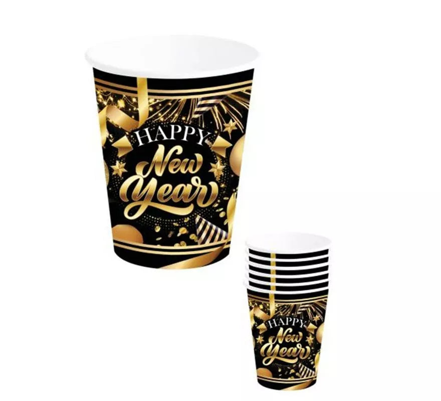 Translation missing: fr.Pack de 6 Vasos Happy New Year 240 ml y 9 cm
