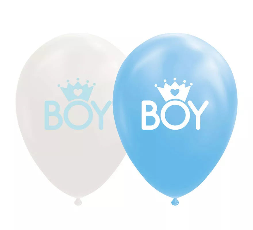 Translation missing: fr.Pack de 8 Globos Bebé de Color Azul/Blanco de 30 cm