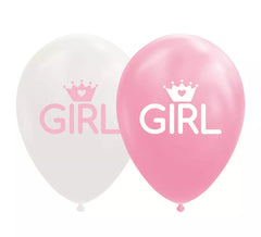 Lot de 8 Ballons Rose Bébé/Blanc 30 cm