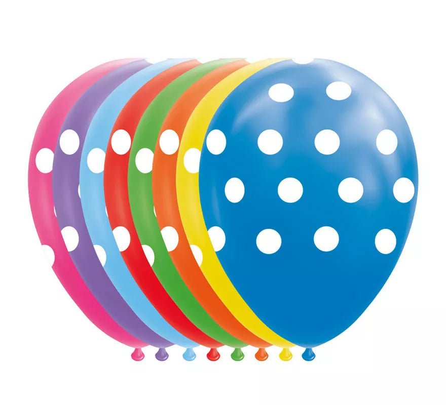 Translation missing: fr.Pack de 8 Globos Lunares de Colores Surtidos de 30 cm