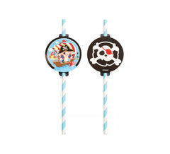Lot de 8 Pailles Pirate en Carton 19,7 cm