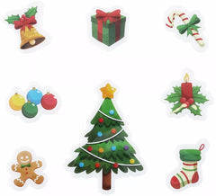 Lot de 8 autocollants en gel en forme de sapin de Noël, 20 x 25 cm