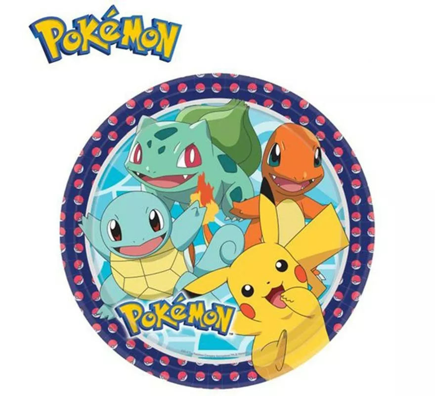 Translation missing: fr.Pack de 8 Platos de papel de Pokémon de 23 cm