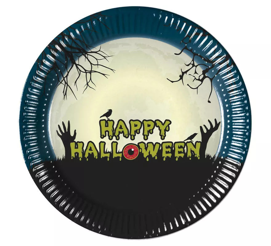 Translation missing: fr.Pack de 8 Platos de Papel Happy Halloween de 23cm