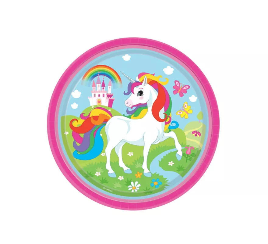Translation missing: fr.Pack de 8 Platos de Unicornio de Cartón de 23 cm