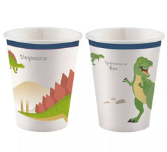 Lot de 8 gobelets dinosaures en carton 250 ml