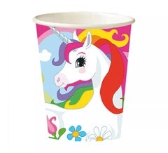 Pack de 8 gobelets en papier Licorne 266 ml