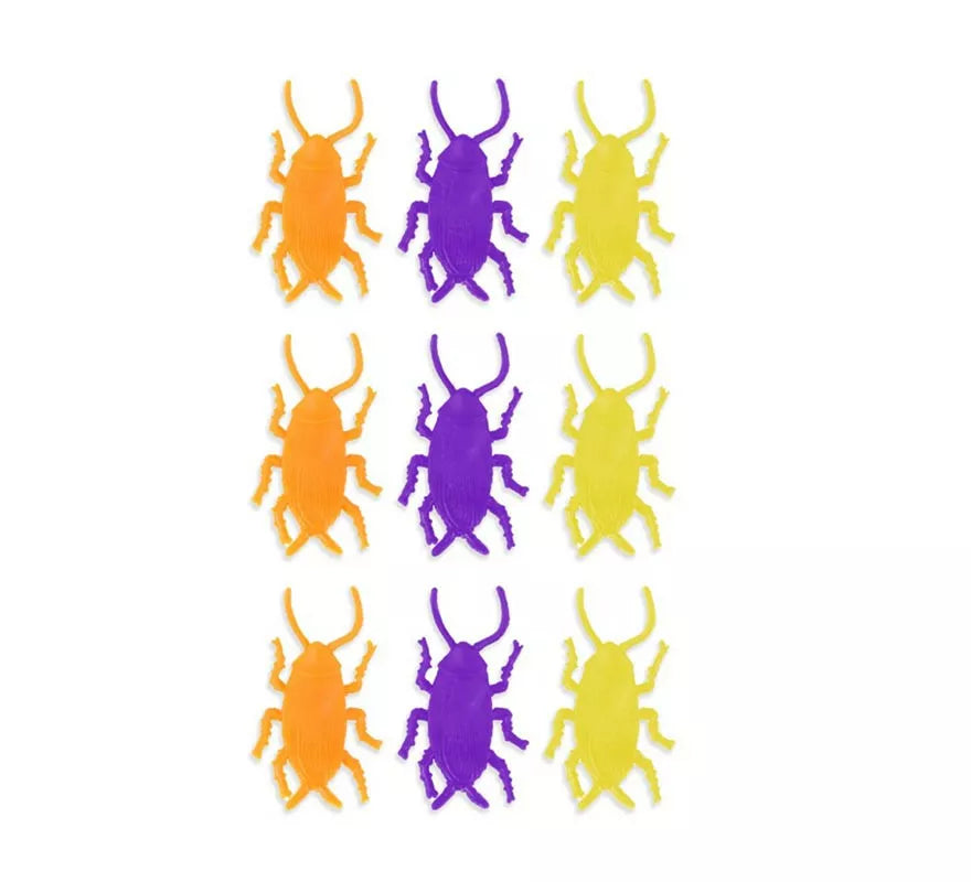 Pack de 9 Cucarachas grandes tricolor decorativas