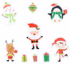 Lot de 9 autocollants en gel représentant des figurines de Noël souriantes (20 x 25 cm).