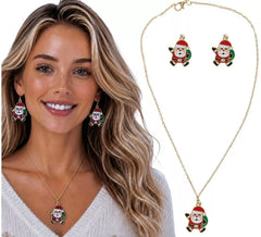 Pack boucles d'oreilles et collier Père Noël