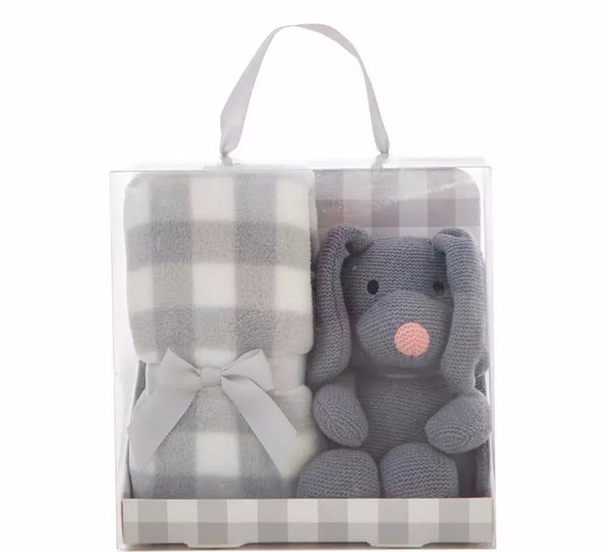 Translation missing: fr.Pack Manta de 90x75 cm y Perro de Peluche gris de 26 cm
