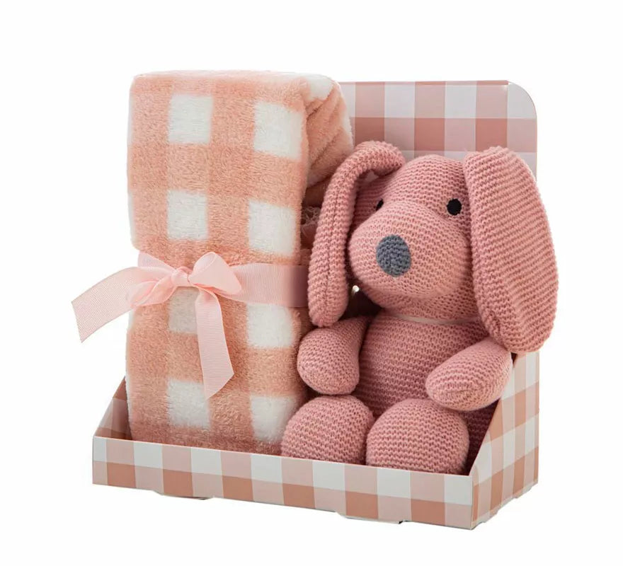 Translation missing: fr.Pack Manta de 90x75 cm y Perro de Peluche rosa de 26 cm