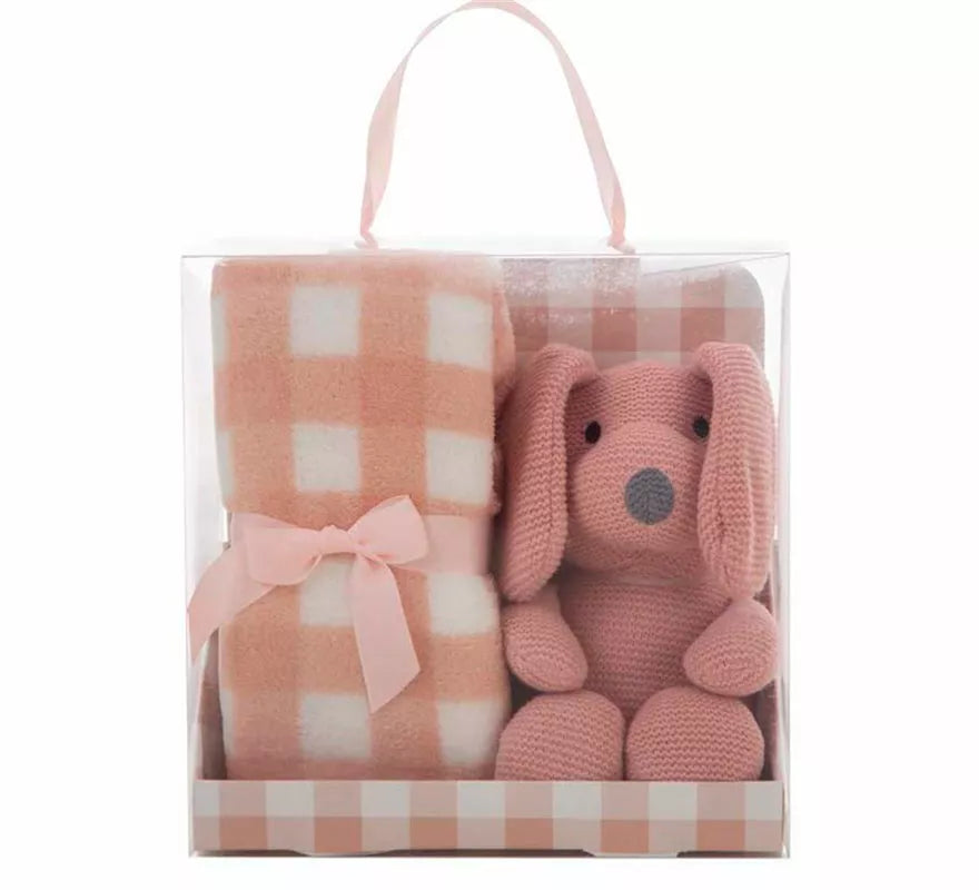 Translation missing: fr.Pack Manta de 90x75 cm y Perro de Peluche rosa de 26 cm
