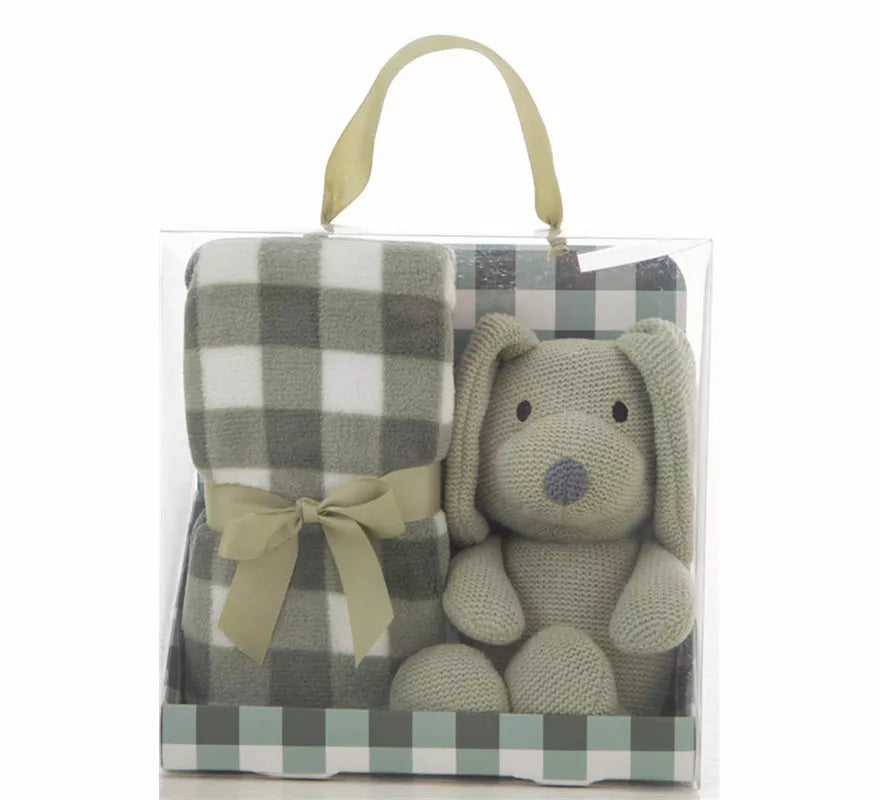 Translation missing: fr.Pack Manta de 90x75 cm y Perro de Peluche verde de 26 cm