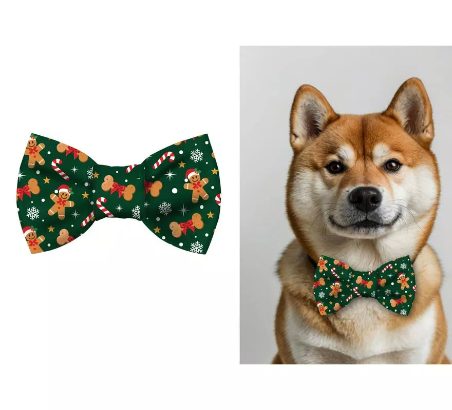 Translation missing: fr.Pajarita Estampada de Muñeco de Jengibre para perro