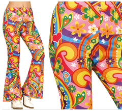 Pantalon hippie à fleurs multicolores pour femme