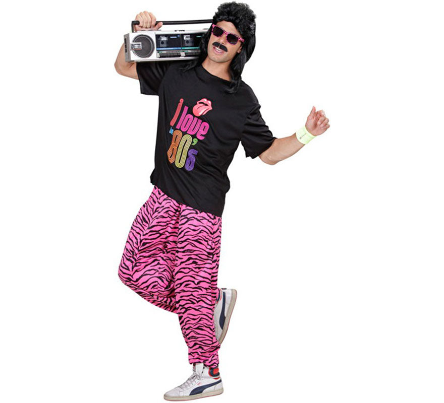 Translation missing: fr.Pantalones Años 80 Estampado Cebra rosa para hombre