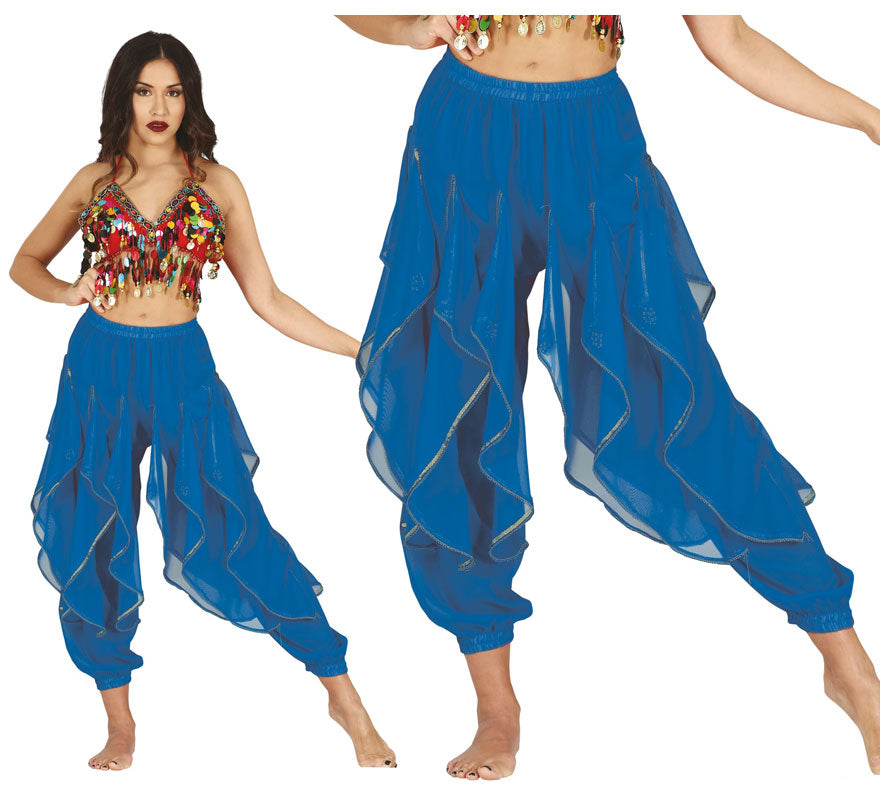 Pantalones Danza del Vientre azul para mujer