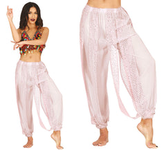 Pantalon de danse orientale blanc pour femme