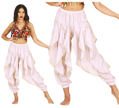 Pantalon de danse orientale blanc pour femme