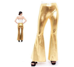 Pantalon évasé métallisé doré pour femme