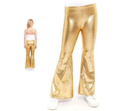 Pantalones de Campana Metalizado color Oro para niños