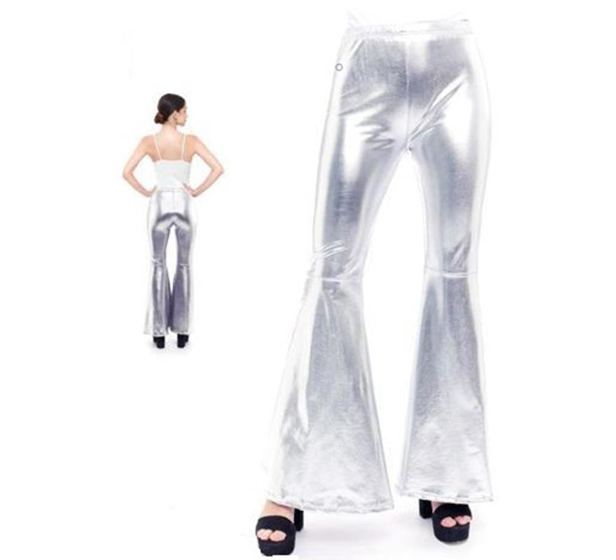 Translation missing: fr.Pantalones de Campana Metalizado color Plata para mujer