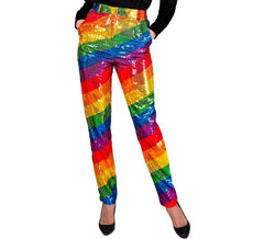 Pantalon de soirée à rayures multicolores pour femme