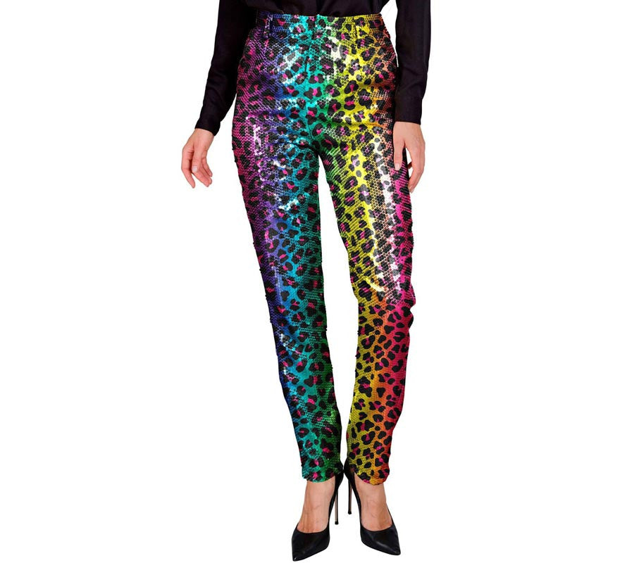 Translation missing: fr.Pantalones Moda Fiesta Animal Print multicolor para mujer