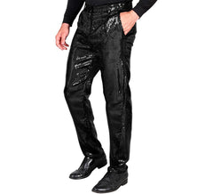Pantalon noir à paillettes pour homme