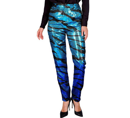 Pantalones Party Fashion Animal Print azul para mujer