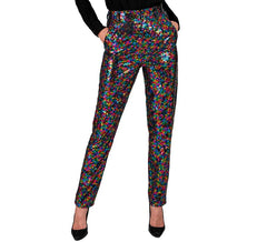 Pantalon de fête Paillettes multicolores mode pour femme
