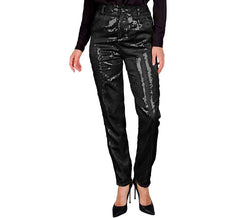 Pantalon de fête Paillettes noires mode pour femme