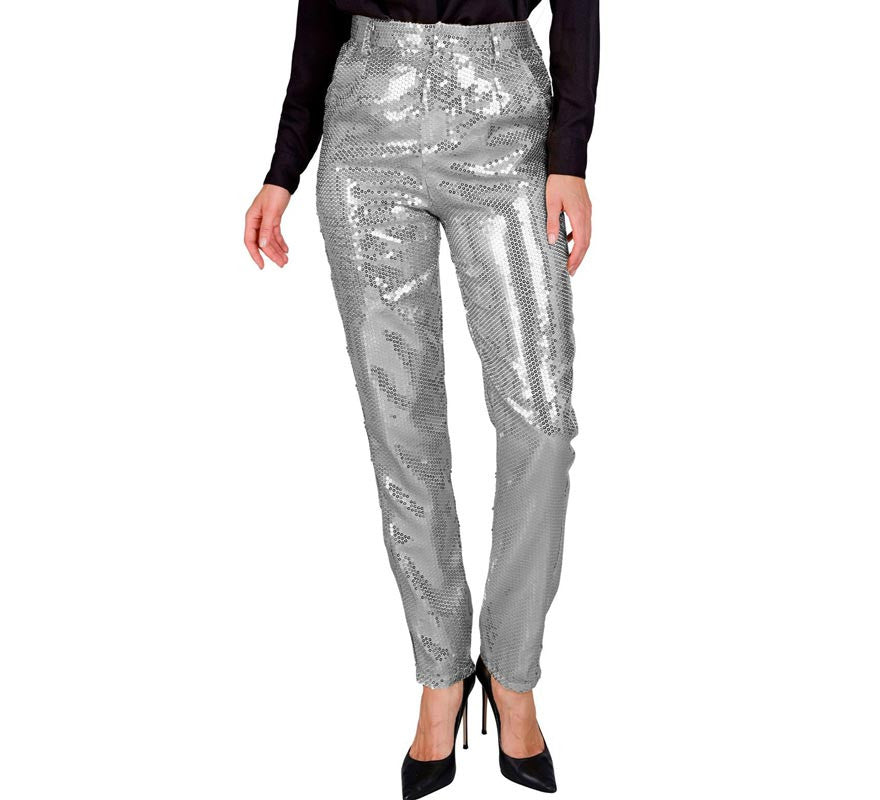 Translation missing: fr.Pantalones Party Fashion lentejuelas plateado para mujer