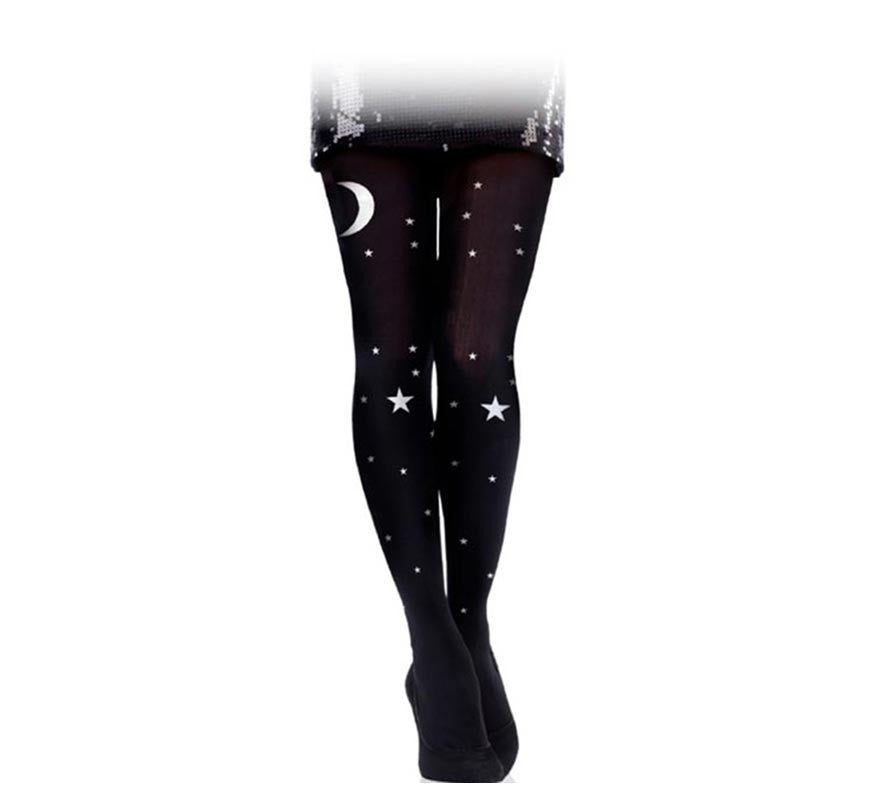 Translation missing: fr.Panty negra de Bruja luna y estrellas adulto