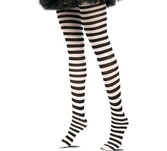 Collants adultes rayés noirs et blancs