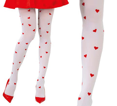 Collants Blancs avec des Coeurs Rouge