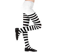 Collants blancs à rayures noires, 70 deniers, pour fille