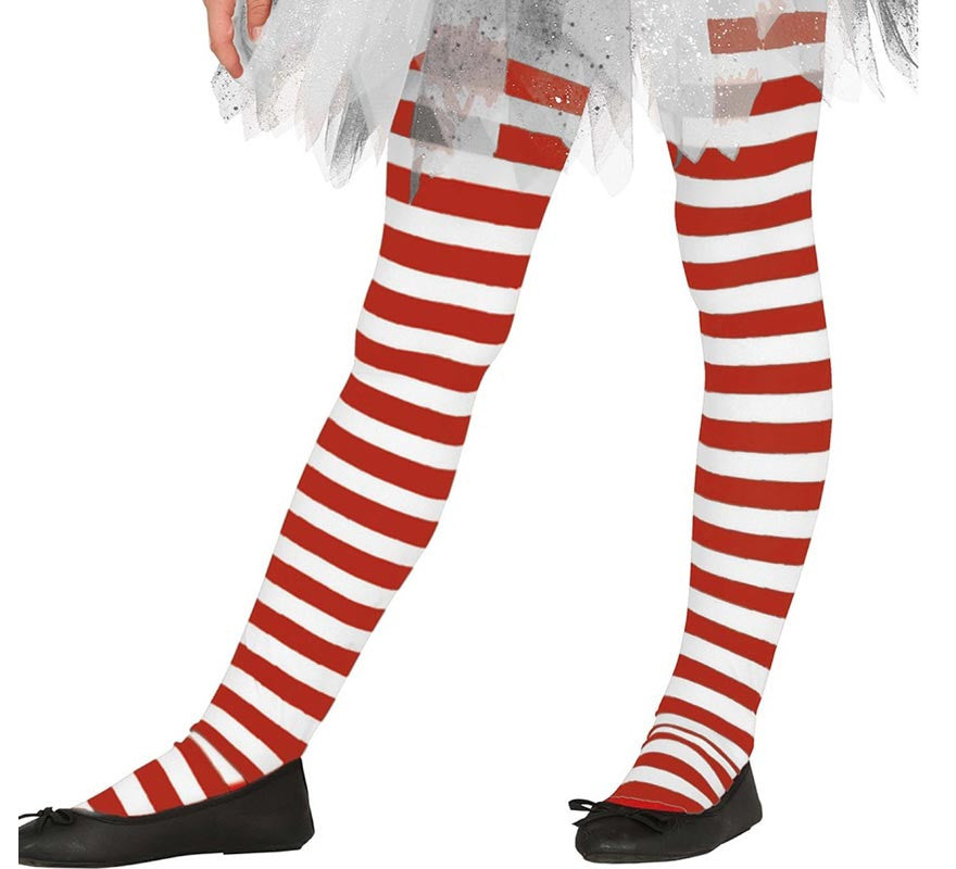 Translation missing: fr.Pantys de Elfa Navideña a rayas rojo y blanco infantil