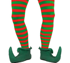 Collants elfe de Noël rayés rouges et verts pour adultes