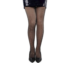 Collants résille noirs avec pierres précieuses