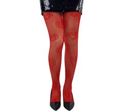 Collants résille cœur rouge