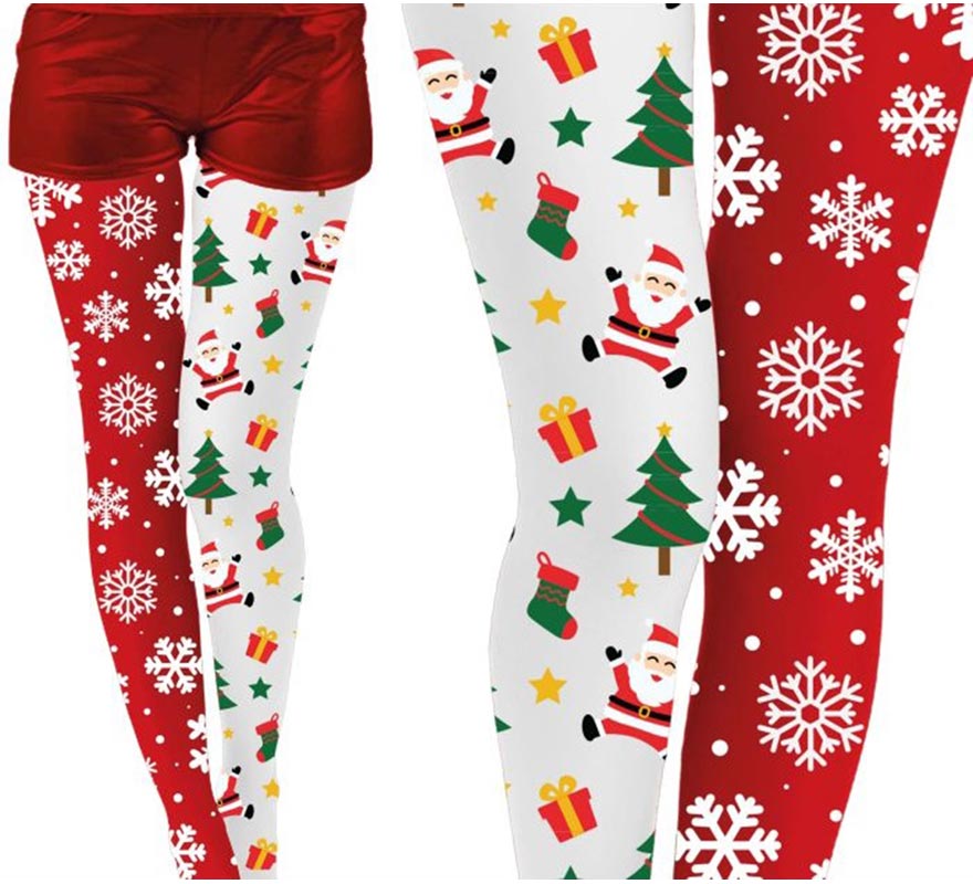 Translation missing: fr.Pantys Navideñas doble estampado copos y árbol adulto