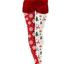 Collants de Noël avec double imprimé flocons de neige et arbre adulte